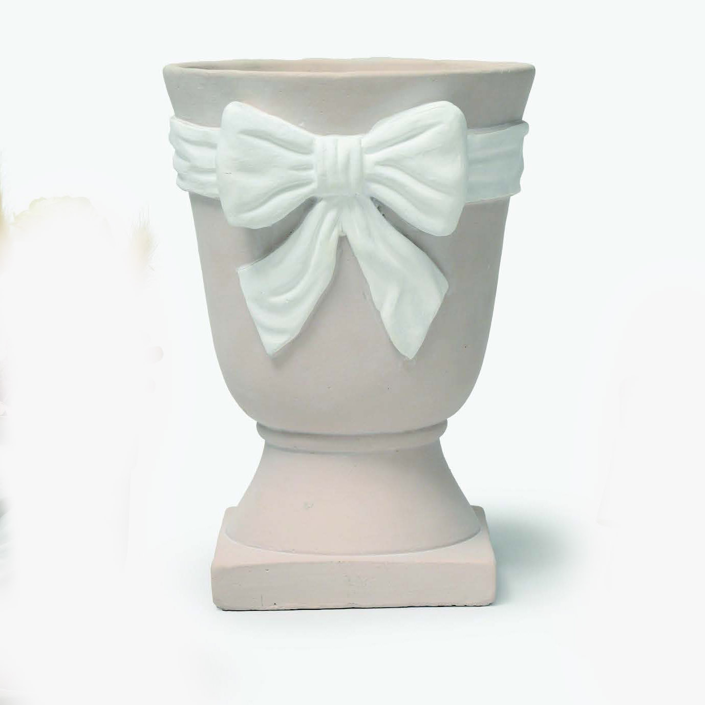 Vaso medio in cemento con fiocco