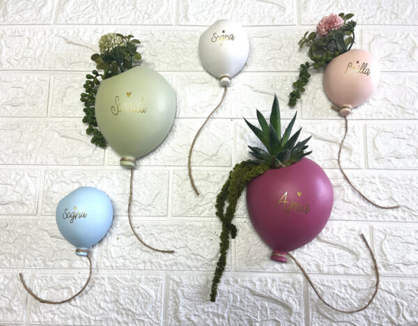 Palloncino grande portapiantina da appendere satin con scritta in 5 colori a scelta